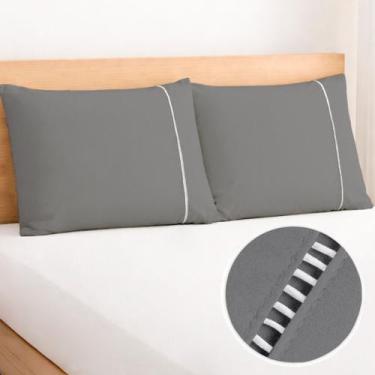 Imagem de Kit 2 Fronhas Ponto Palito 90x50cm Especial Percal 180 Fios 80% Algodã