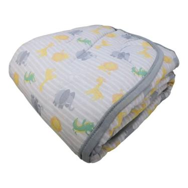 Imagem de Edredom Kazzavip Baby Berço Americano Infantil 100% Algodão Malha Macio Selva Cinza