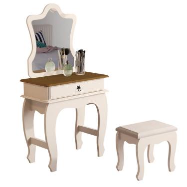 Imagem de Penteadeira Infantil Baby JB 7200 Luxo 1 Gaveta com Espelho Lúdico 100% MDF Off White