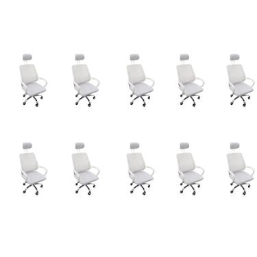 Imagem de Kit 10 Cadeiras Escritório Diretor Mesh Encosto Branco