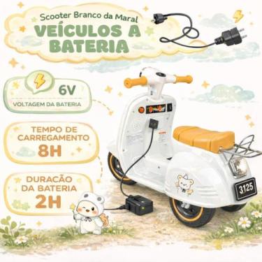 Imagem de Maral Triciclo Elétrico Moto Scooter Avespa Infantil 6V com Som Luz e 