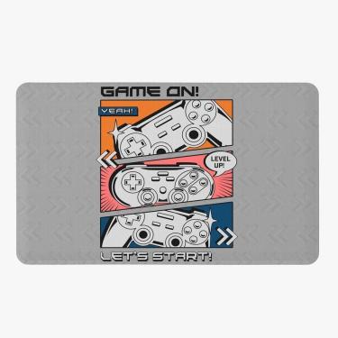 Imagem de Tapete Para Quarto Infantil Estampado Gamer Level Up 60cm X 40cm - Base Antiderrapante