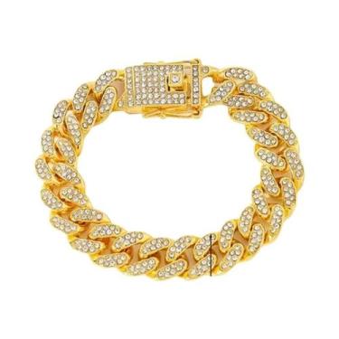 Imagem de Pulseira Masculina De Corrente Cubana Banhada a Ouro 18K, Joia America