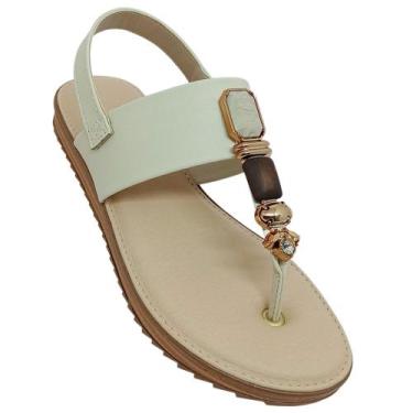 Imagem de Sandália Modare Ultra Confort Feminina Pedrarias Casual, Creme, 38