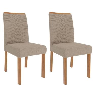 Imagem de Kit 2 Cadeiras Estofadas Madeira Tauari 20227 Linho MOLCI