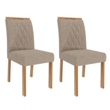 Imagem de Kit 2 Cadeiras Estofadas Madeira Tauari 20221 Linho MOLCI