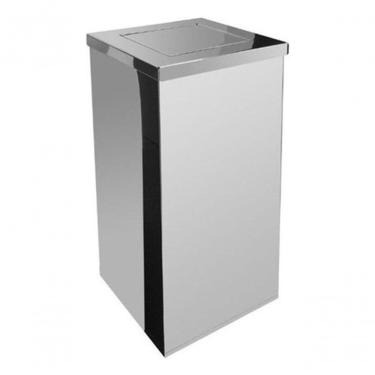 Imagem de Lixeira Quadrada em Aço Inox com Tampa Vai-vem 36 l Abertura Basculante para Cozinha In...