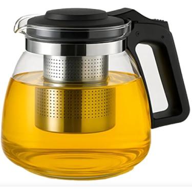 Imagem de Bule Chaleira com Infusor para Chá, Vidro Borossilicato, 900ml, Preta