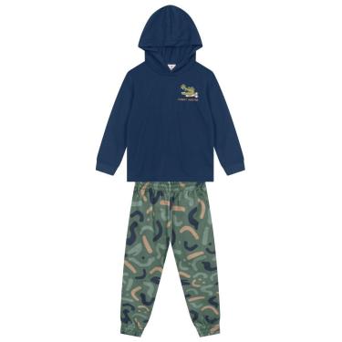 Imagem de Conjunto infantil menino com bordado de jacaré Brandili-Masculino