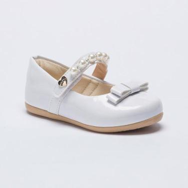 Imagem de Sapatilha Infantil Bebê Menina Pequito Laço Pérola Festa Casamento Dam