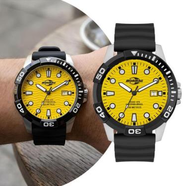 Imagem de Relógio Masculino Preto e Amarelo com Caixa de Aço Inoxidável e Pulsei