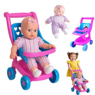 Imagem de Kit Carrinho boneca + Super Soft Bebe Conforto Super Macia - EINSTOK