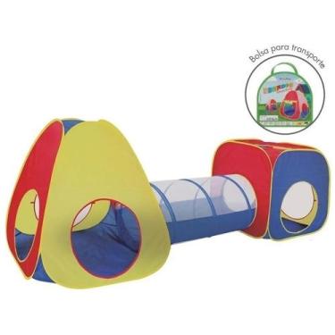 Imagem de Barraca Infantil Toca 3x1 com Túnel Estrutura Dobrável Bolsa de Transp