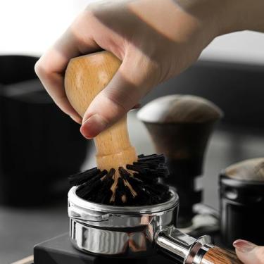 Imagem de Escova De Limpeza Madeira Para Porta Filtro Tamper Pincel Café Express