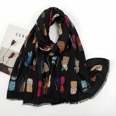 Imagem de Xale Feminino com Estampa Animal - Grande, em Algodão e Viscose - Prot