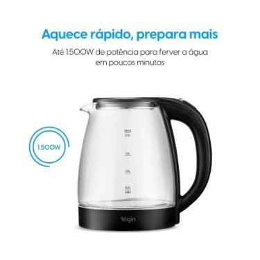 Imagem de Chaleira Elétrica Visio Glass  1.200W 2L - Elgin, 220V