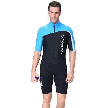Imagem de DIVE & SAIL Roupa de Mergulho e Vela Masculina de Manga Comprida com Proteção UV de 1,5 mm para Snorkeling, Surf, Natação, Azul, X-Large
