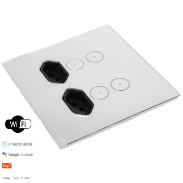 Imagem de Interruptor Touch Wi-Fi Tok Glass 4 Botões+Tom Pr 4X4 Lumenx