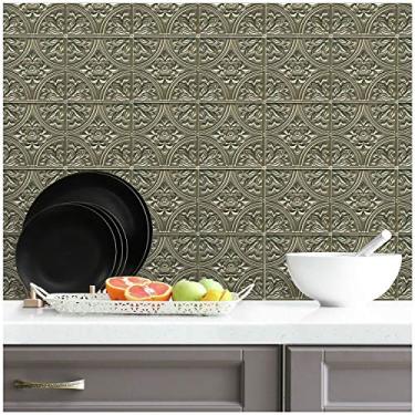 Imagem de RoomMates TIL4625FLT Ladrilho de estanho, 4 azulejos, 26,7 cm x 26,7 cm por azulejo, ouro, 3 pés quadrados