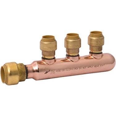 Imagem de SharkBite Coletores 25553LF com ramos de ajuste push-fit, 3 portas fechadas, latão