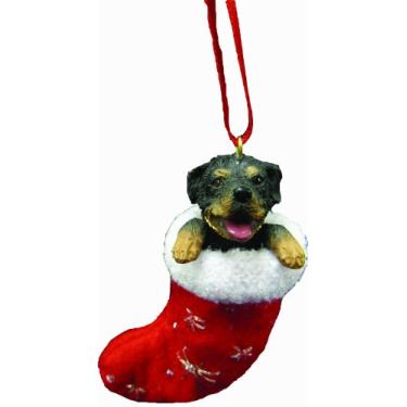 Imagem de Ornamento de Natal Rottweiler com detalhes costurados e pintados à mão