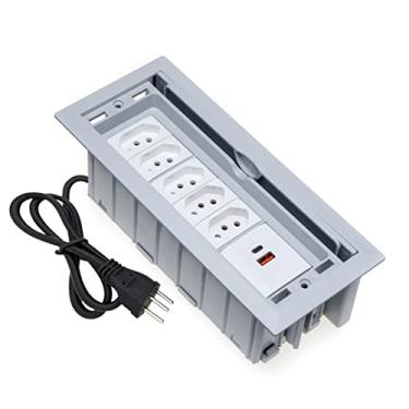 Imagem de Kit Caixas De Tomadas 7 Blocos 5 Tomadas 10A 2 USB 1 Tipo C