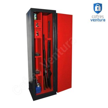 Imagem de Cofre Armário Ventura 130x38x35 para 11 unidades (05 longas e 06 curtas) Preto com Vermelho