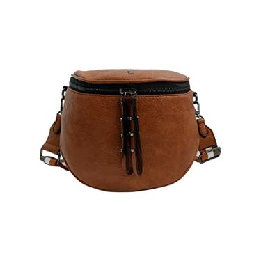 Imagem de Bolsa Feminina Transversal Tiracolo Estilo Pochete Media Golden Fenix Cor:Marrom;Tamanho:M