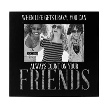 Imagem de Malden International Designs Moldura de metal galvanizado com corte a laser, design de serigrafia e corte a laser, 10 x 15 cm, preta