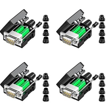 Imagem de Jienk Conector de placa de breakout sem solda DB9 macho RS232 D-SUB Serial para bloco de terminais de 9 pinos 16,5 mm adaptador preto sem solda mais fino com estojo de parafusos longos tubo de cauda