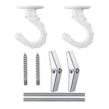 Imagem de GDQLCNXB 2 peças ganchos de teto gancho swag resistente plantas penduradas lustres sinos de vento ganchos de ornamento para escritório doméstico cozinha (branco)