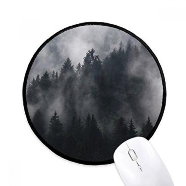 Imagem de DIYthinker Tapete de mouse Dark Forest Mountain Fog Mist Desktop Office Tapete redondo para computador