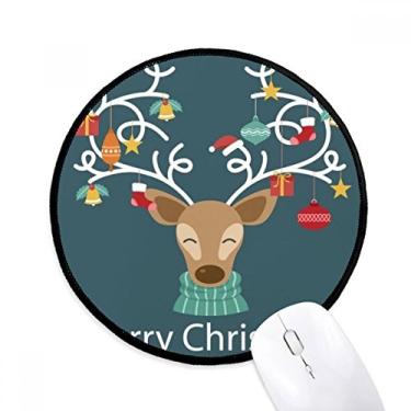 Imagem de DIYthinker mas Alce Presente Muleta Sino Festival Padrão Mouse Pad Desktop Escritório Tapete Redondo para Computador