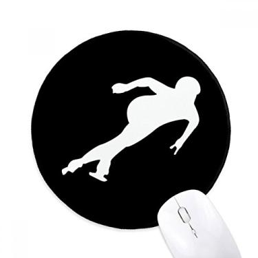 Imagem de DIYthinker Skating Winter Sport Black Outline Mouse Pad Desktop Office Tapete Redondo para Computador
