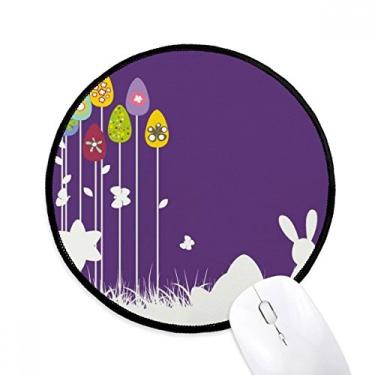 Imagem de Tapete de mouse de borboleta roxa festival religião de páscoa tapete redondo para escritório para computador