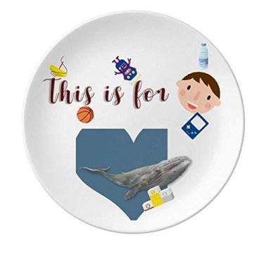 Imagem de Prato de porcelana Whales Soar Across Deep Sea Prato redondo para jantar masculino