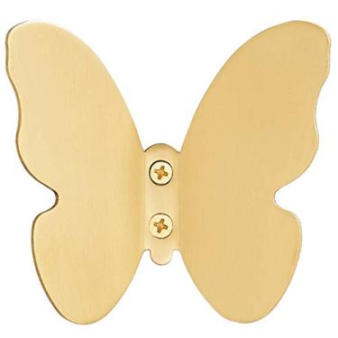 Imagem de KIZQYN Ganchos de casaco montado na parede cabide de cobre gancho de entrada do quarto gancho de casaco de borboleta criativa amarelo cabide de casaco montado na parede