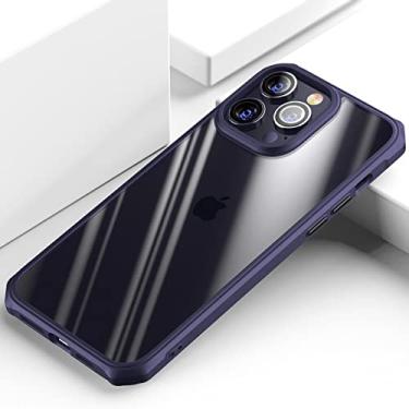 Imagem de Capa protetora à prova de choque de armadura de luxo para iPhone 13 12 Mini 14 11 Pro XS Max XR X 8 7 Plus Moldura macia Capa traseira transparente, roxo, para iPhone 13Pro Max