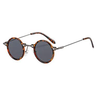 Imagem de Óculos de Sol Redondos Pequenos Masculino Feminino Óculos Retrô Steam Punk Óculos Gradiente Lente Transparente Sombras Vintage Driving, Cinza Leopardo, tamanho único