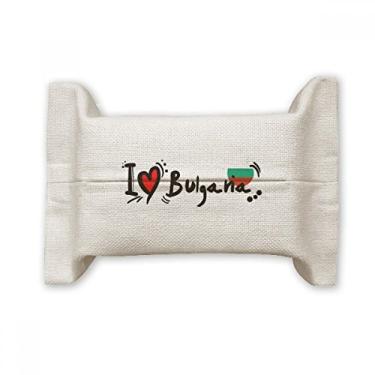 Imagem de I Love Bulgana Bandeira da Palavra Love Heart Ilustration Suporte de capa de papel de tecido de algodão saco de linho