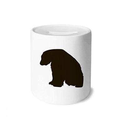 Imagem de DIYthinker Porta-moedas de cerâmica preta urso polar retrato animal porta-moedas presente de cofrinho