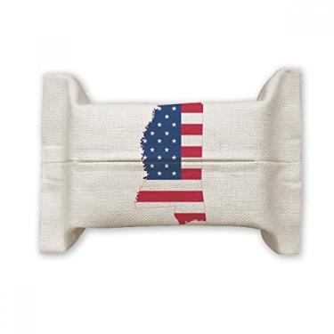 Imagem de Mississippi USA Mapa Estrelas Listras Bandeira Formato Facial Papel Papel Papel Papel Papel Bolsa Algodão Linho