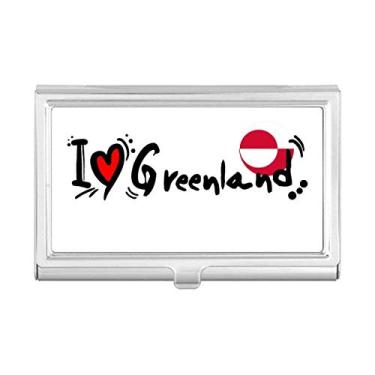 Imagem de Porta-cartões I Love Greenland Bandeira da Palavra Love Heart Ilustration, porta-cartões de visita, caixa de bolso