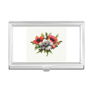 Imagem de Porta-cartões de visita com flores e pintura de plantas, porta-cartões de milho