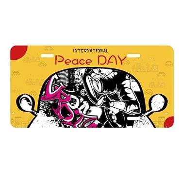 Imagem de DIYthinker Placa de licença de esqui cidade ilustração esporte inverno etiqueta decoração carro dia da paz