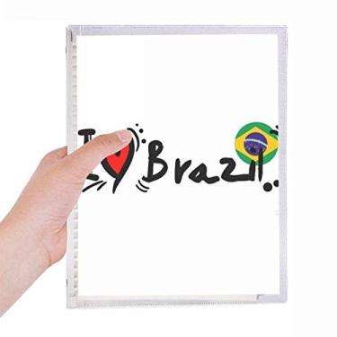 Imagem de Caderno com ilustração de coração I Love Brazil Word Flag Love Leaf Diary recarregável
