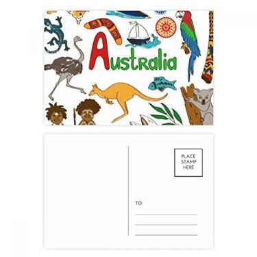 Imagem de Conjunto de cartões postais com bandeira nacional de animais da Austrália