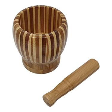 Imagem de Pilão De Bambu com socador para temperos e condimentos