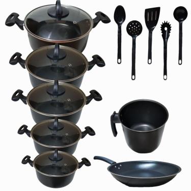 Imagem de Conjunto Teflon Preto Antiaderente Com 12 Peças