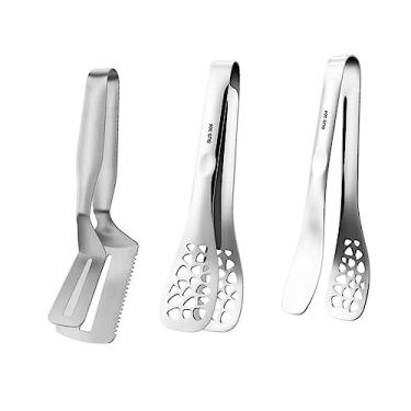 Imagem de COLLBATH 1 Conjunto Pinças Para Churrasco Pinças De Servir Pinça De Cozinha Pinças Para Salada Porta-utensílios De Cozinha Pinça De Peixe Pinças De Pão Pinças Espátula Comida Aço Inoxidável